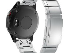 Curea ceas Smartwatch Garmin Fenix 7X / 6X / 5X Plus / 5X / 3 HR / 3, 26 mm Otel inoxidabil iUni Sil